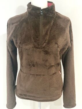 NWOT The North Face Sherpa Fleece 1/4 Zip Women’s Large Brown Cozy Soft Pullover